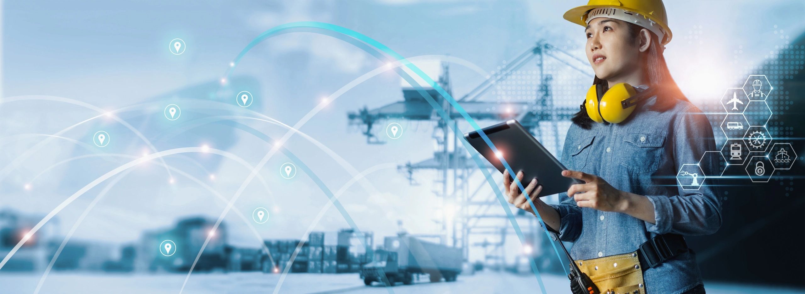 Manager and engineer at logistics facility