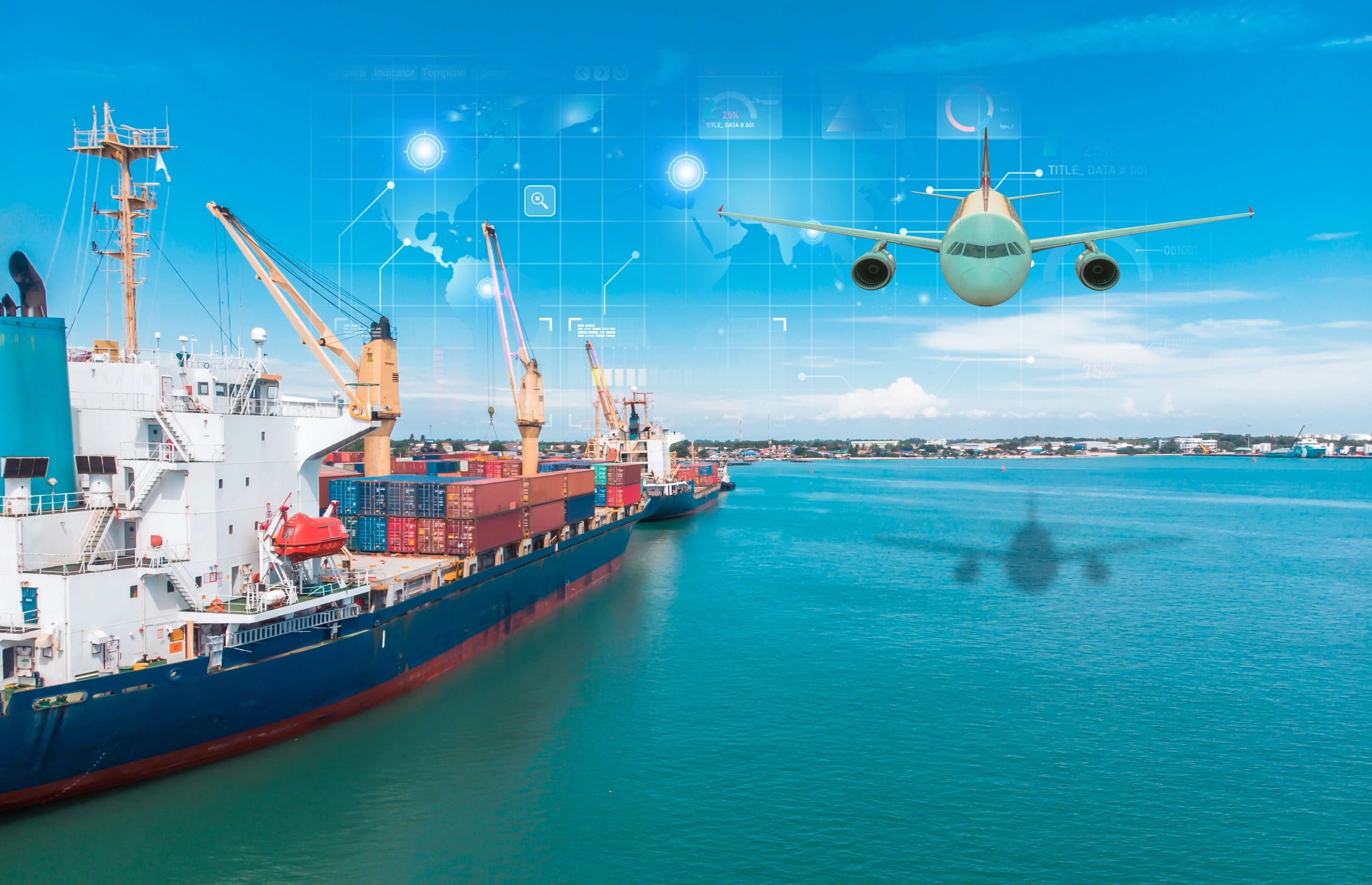 Global transportation logistics, featuring a cargo
